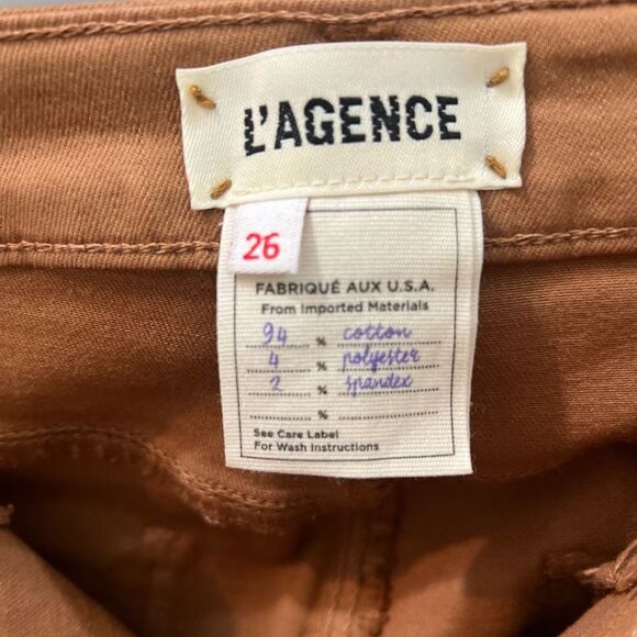 L'AGENCE Sabine HighRise Ankle Coated Skinny Jeans in Brown Gold ankle zip Sz 26 - Picture 6 of 10